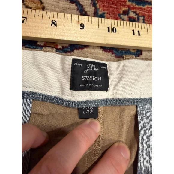 J.Crew Stretch Chino Pants Mens W36 L32 Khaki Classic Straight Cotton - Picture 5 of 9